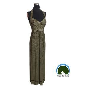 Y2K Jodi Kristopher Green Geometric Halter Maxi Gown Dress S/M Formal